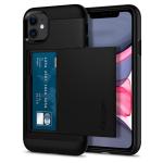 Spigen iPhone 11 (6.1") Slim Armor Card Slot Case - Black,Slim,Dual Layer,Wallet Design with Card Slot Holder, Air-Cushion Technology(Certified Military-Grade Protection), 076CS27435