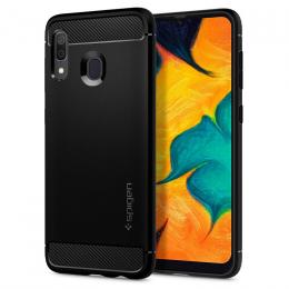 Spigen Galaxy A30 (2019)/ A20 (2019) Rugged Armour Case - Black, Mil-Grade Protection,Super Slim, Lightweight, Air Cushion Technology, Signature Carbon Fiber design, Compatible with Galaxy A30 (2019) and Galaxy A20 (2019)