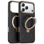 Torras iPhone 17 Pro (6.3") 2025 Ostand Spin VegSkin Case - Black , Full Camera Control Button Coverage, Premium Vegan Leather, Fit for MagSafe