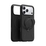 Torras iPhone 17 Pro Max (6.9") 2025 Ostand Spin Softune Case - Black , Full Camera Control Button Coverage, Soft Liquid Silicone Cozy Grip, MagSafe Compatible, 360 Spin Kickstand