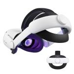 Kiwi Design For META Oculus Quest 2 Comfort Head Strap White Colour Replacement for Elite Strap, Flippable Hinge, All-Round Cushion Wrapped, Robust Side Straps, Enlarged Head Support