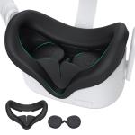 Kiwi Design For META Oculus Quest 2 Upgraded Silicone Face Cover Black Colour with Lens Protector, Enhanced Support