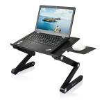 Loctek T8 Laptop Portable Folding Sit Stand Desk With Height & Angle Adjustable, Dual Cooling Fans