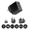 KFD 65W GaN USB-C & USB-A 12W PD Wall Charger - Travel Pack With US/EU/AU/UK Plug - Output 65W PD + 12W Total 77W KFD 65W GaN USB-C & USB-A 12W PD Wall Charger - Travel Pack With US/EU/AU/UK Plug - Output 65W PD + 12W Total 77W