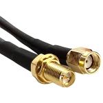 Go Wireless Coaxial Cable - 1m RP-SMA Male to RP-SMA Female Bulkhead - LLC200 - 50 Ohm