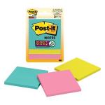 3M XP006001265 Post-it Super Sticky Notes 3321-SSMIA 76x76mm Supernova (Miami), Pack of 3