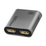 Promate MEDIASPLIT-C2 HDMI Splitter with Dual HDMI Ports. Supports up to 4K 60Hz Play Content on 2xMonitorsSimultaneously. USB-C Port (5V,500MA). Easy Plug & Play.