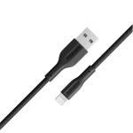 Promate XCORD-AI.BLK 1M USB-A to Lightning Connector Super Flexible Cable. Supports 2A Charging & 480Gbps DataTransfer. Black Colour.