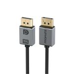 Promate DPLINK-16K 16K 60Hz - 80Gbps DisplayPort Cable - 2m - Black/Grey Secure Clip Lock - Dynamic HDR - 3D Video - PVC