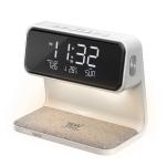 Promate LUMIX-15W 3-in-1 Multi-Function LED Alarm CLock with 15W Wireless Charger 10.7lm NightLight with3 Brightness Modes - Dual Alarm with Snooze Function - 12Hr/24Hr Time - Requires USB Wall Charger