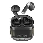 Promate In-Ear HD Bluetooth Earbud with Intellitouch & 300mAh Charging Case. Ergonomic Fit, upto6-Hour Playback, 2x 40mAh Earphone Battery, Auto Pairing, Black Colour