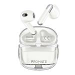 Promate In-Ear HD Bluetooth Earbud with Intellitouch & 300mAh Charging Case. Ergonomic Fit, upto6-Hour Playback, 2x 40mAh Earphone Battery, Auto Pairing, White Colour