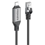 Promate CLINK-RJ45 1Gbps USB-C to RJ45 Cable - 5m - Grey Premium Aluminium Alloy - Supports Laptops / Tablets / Mobiles - Plug & Play - Supports 1000/100/10 Mbps