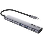 Promate 5-in-1 Multi-Port 100W PD Compact Hub with USB-C Connector Includes 2x USB-A 10Gbps Ports & 2x USB-C 10Gbps Ports, 1x HDMI Port - Compatible with Win & Mac OS & OTG Devices