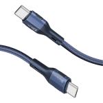 Promate Tough Built - 60W PD - 480Mbps USB-C Cable - 1.2m - Blue Super Slim Connectors - Tangle Free Soft Silicone - Data & Charge