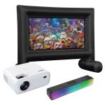 Laser PJ-OBFH14-525  Outdoor Cinema FHD Projector, 144 inch Screen and Soundbar Bundle