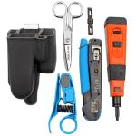 Ideal Industries IDL33-508 Twisted Pair Termination Hip Kit for Cat5e, Cat6 and Cat6A ModularPlugs. Includes Crimp Tool, Punch Down Tool, Stripper, Scissor and Pouch with Clip.