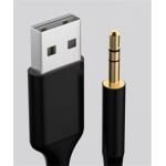 3.5mm Male AUX Audio Jack To USB 2.0 Male Charge Cable (1M) - Black - For PC, MP3, DVD (OEM Package)