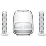Harman Kardon SoundSticks 4 140W Bluetooth Wireless 2.1 Speaker System - White - Iconic transparent design, 5.25" subwoofer, Aura lights, 3.5mm + Bluetooth connectivity, compatible with Mac, PC, Smartphones & More