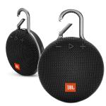 JBL Clip3 Rugged Bluetooth Speakers - Bundle of Two - Black - IPX7 waterproof & durable with integrated carabiner - 3.5mm inputs