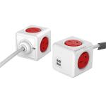 ALLOCACOC Powercube 4 Outlets Extended USB Surge Protector with 2x USB - 3m - Red