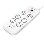 Huntkey SAC607 6 Outlet Surge Protected Powerboard 2 Powered USB Ports (2.4 AMP Combined) - MAX2400W-MAX10A - 240V 2m Lead