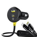 Baseus Circular Plastic Car Charger (U+C) + (C&L) Cable 60W Cosmic Black