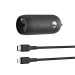 Belkin BoostCharge 30W UBS-C PD 3.0 Car Charger with USB-C to Lightning Cable