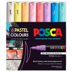 Uni PC1MSC8C Uni Posca Marker 0.7mm Ultra-Fine Round Tip 8 Pack Pastel Colours PC-1M