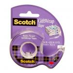 3M 70005155646 Scotch Giftwrap Tape 15, 3/4 in. x 650 in. with Dispenser, 1 in. Core, 1 Roll with Refillable Dispenser