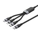 Unitek C14101BK-1.5M  1.5m 20W 3in1 USB-C Data &   Charge Cable with USB-C, Lightning,&MicroUSBConnectors. Multi Charge 3 Devices Simultaneously. Nylon Braided. Tinned Copper Connectors
