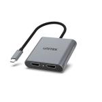 Unitek V1404B USB-C to Dual HDMI Adapter. Supports Up to 4K 60Hz. Supports Multi-Screen (MST) HDCP 2.2.Bus-powered. Plug & Play. Supports Screen Mirroring & Extending on Windows OS.