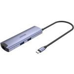 Unitek 6-In-1 USB Mulit-Port Hub with USB-C Connector - Includes USB-C 100W PD, 4K HDMI Port, Gigabit Ethernet RJ45 Port, 2x USB-A & 1x USB-C Ports, LED Indicator - Space Grey Colour