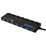 mbeat Powered 4 Port USB 3.0 & 3 Port USB 2.0 Hub Manager with Individual Power Switch