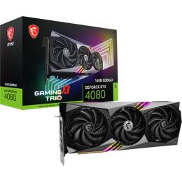 MSI NVIDIA GeForce RTX 4080 16GB GAMING X TRIO GDDR6X Graphics Card 3.2 Slot - 1x 16 Pin Power (Adapter Included) - Minimum 750W PSU - Package Includes Graphics Card Holder