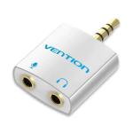 Vention BDBW0  4 Pole 3.5mm Male to 2 3.5mm Female Audio Adapter Silvery Metal Type