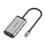 Vention TGSHB  Multi-function USB-C to HDMI/VGA/USB3.0 3/PD Docking Station 0.15M Gray Metal Type