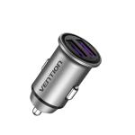 Vention FFEH0  Two-Port USB A+A(30/30) Car Charger Gray Mini Style Aluminium Alloy Type