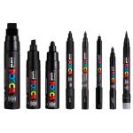 Uni Posca Marker Black Set Pack of 8 Tip Sizes