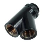 Alphacool HF Y-45° Connector G1/4 Rotatable - 2x Internal 1x ExternalTthread - Deep Black